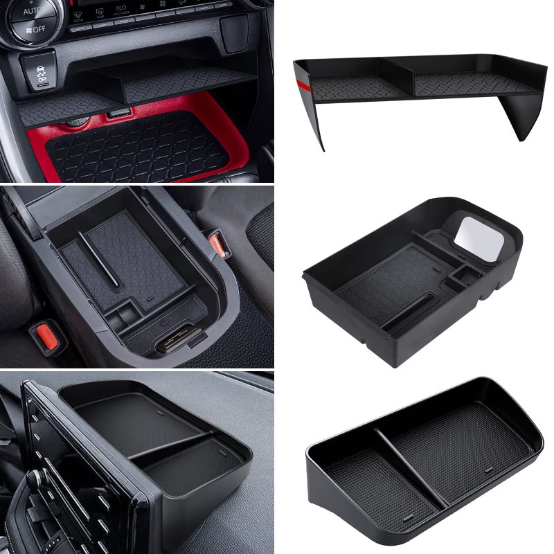 DIAMOOKY Upgraded Center Console Organizer Compatible with Toyota RAV4 2025 2024 2023 2022-2019 Interior Accessories  Armrest Storage Box  Dash Storage Tray(Not for New 10.5'' Multimedia Display)-3pcs - Image 1